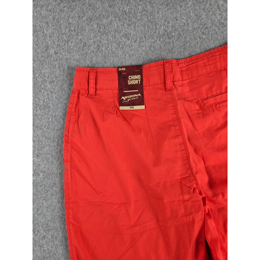 Arizona Jean Co Girls Chino Shorts Coral Red Size 20 Regular Flat Front New
